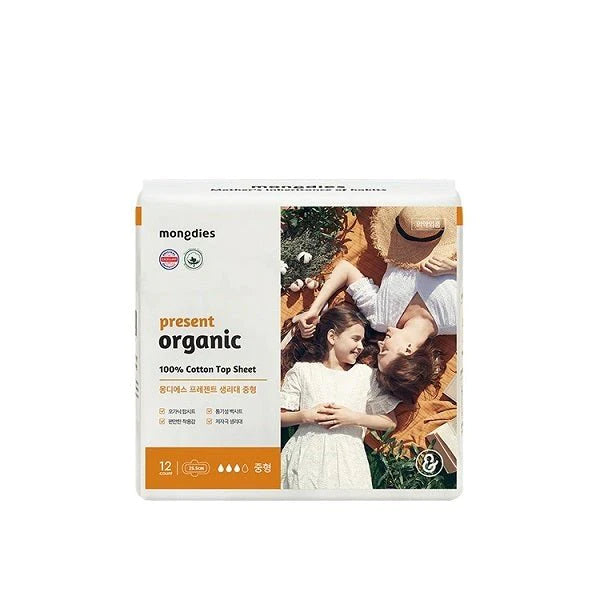 Mongdies Present Organic Sanitary Napkin Medium [12ea] - hanfancosmetics Australia